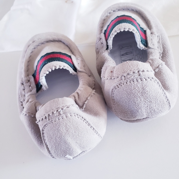 GUCCI  Leather Upper & Rubber Sole Kid Loto/NS Nylon Oatmeal Loafers- size 17 - Picture 6 of 11